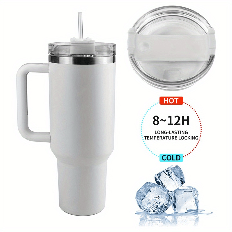 40oz Stainless Steel Vacuum Insulated Travel Mug with Handle Straw Roller