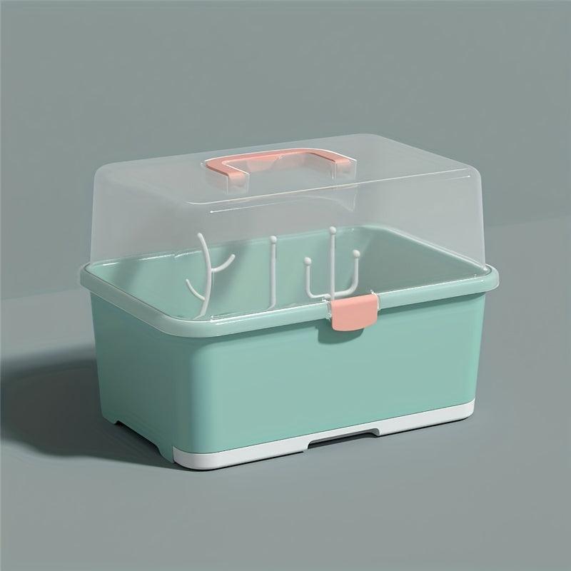 Portable Milk Bottle Drainer Dust Bin Countertop Drying Rack