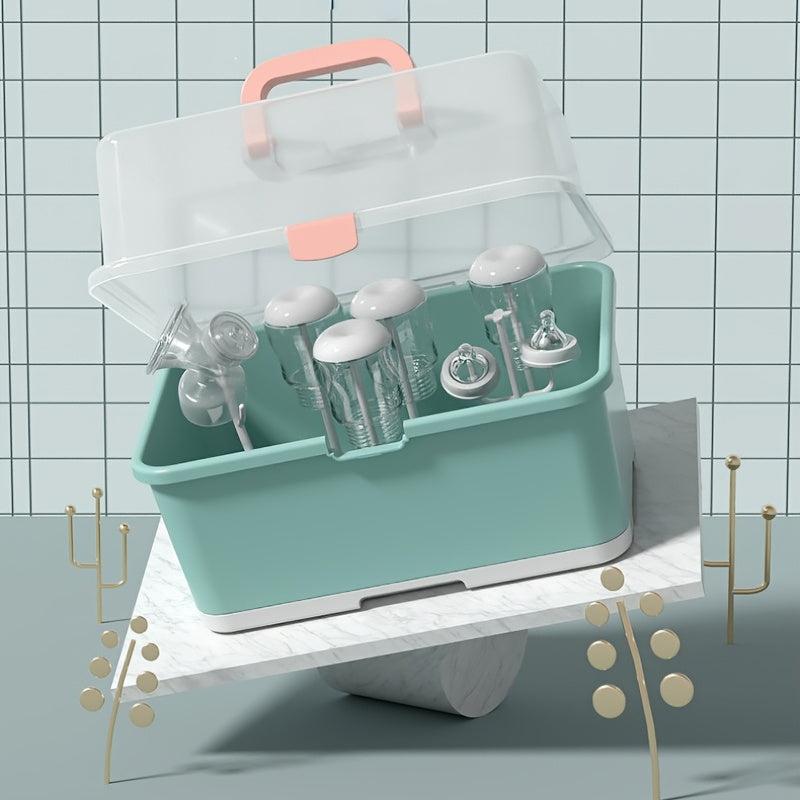 Portable Milk Bottle Drainer Dust Bin Countertop Drying Rack