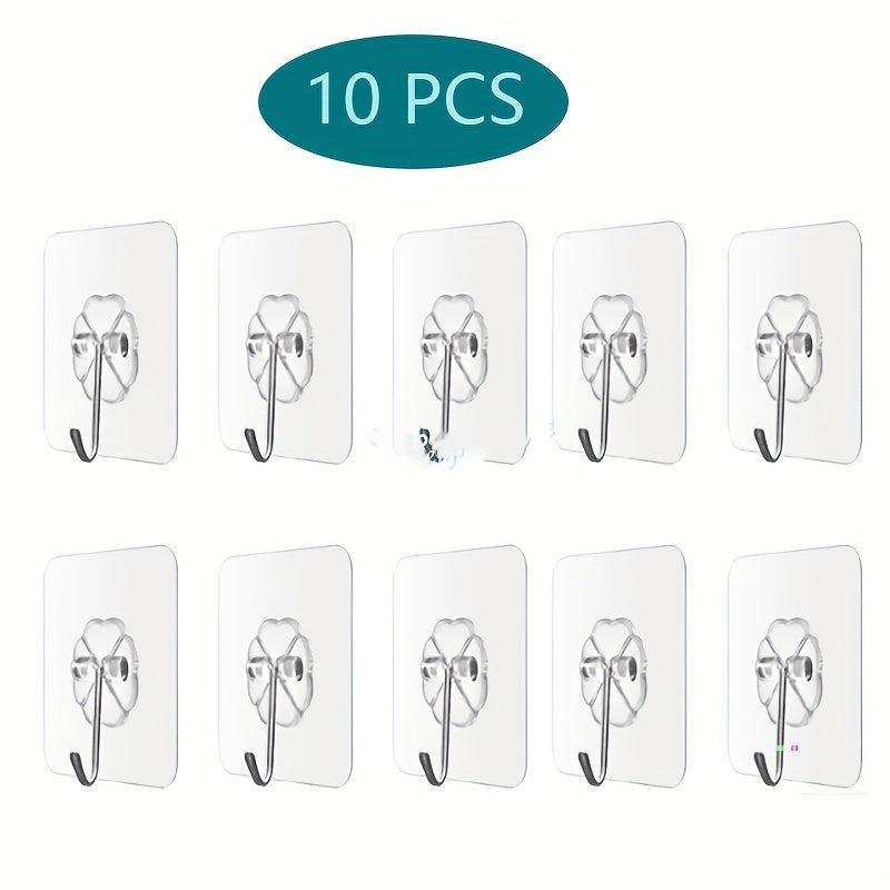 10pcs Transparent Heavy Duty Wall Hooks - Non-marking
