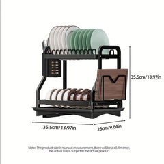 Foldable Kitchen Dish Storage & Draining Rack Large Capacity Tableware Shelf