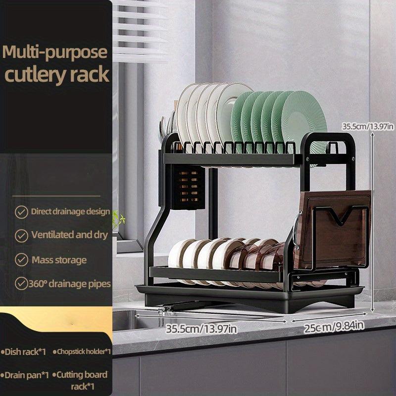 Foldable Kitchen Dish Storage & Draining Rack Large Capacity Tableware Shelf