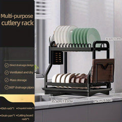 Foldable Kitchen Dish Storage & Draining Rack Large Capacity Tableware Shelf