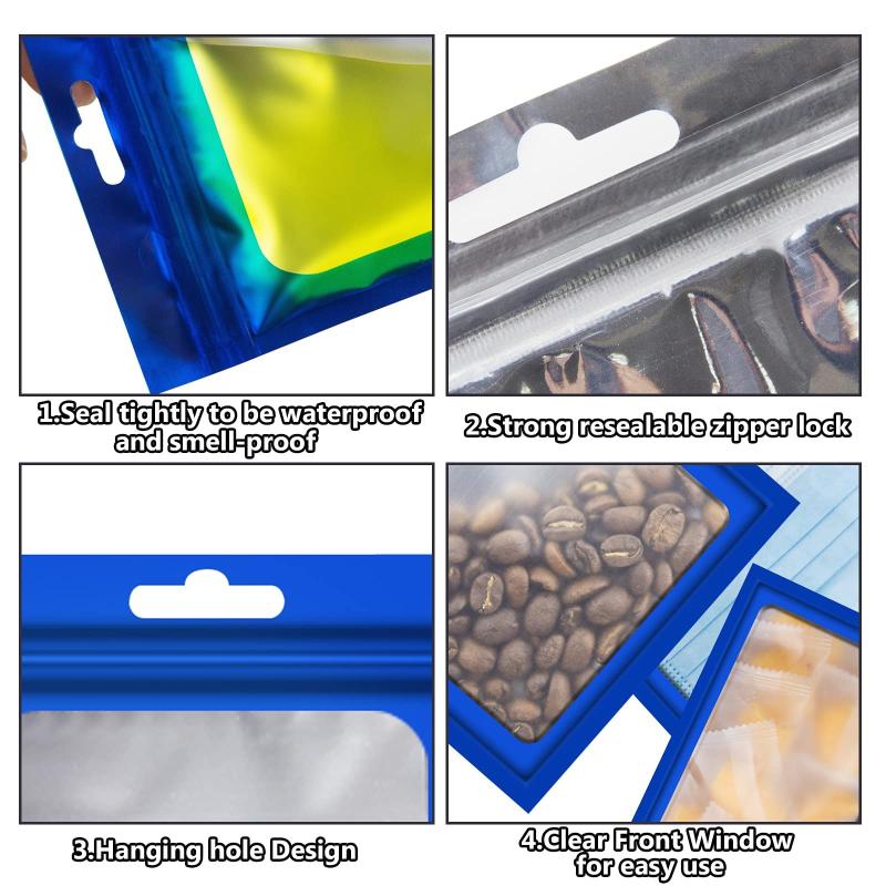 100pcs Matte Mylar Bags Smell Proof Ziplock Bag Packaging Pouch Bag