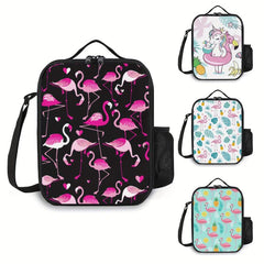 Flamingo Bento Bag Insulated Lunch Container Ice Pack Waterproof Hand Washab