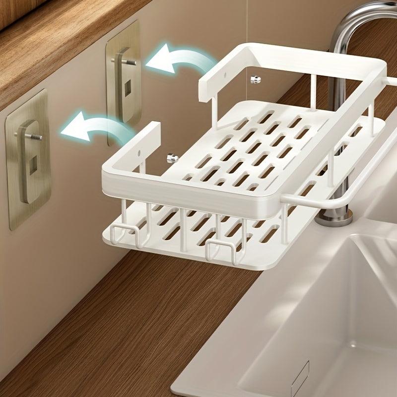 Adhesive Sponge Holder with Towel Rack for Kitchen Sink