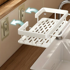 Adhesive Sponge Holder with Towel Rack for Kitchen Sink