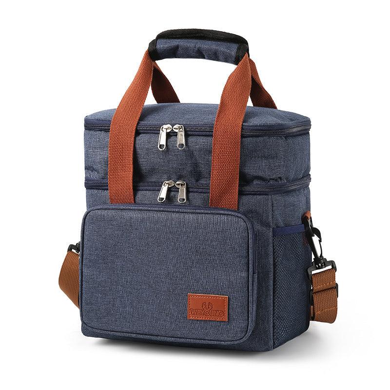 Double Deck Insulated Lunch Box Bag Leakproof Tote Hand Wash Waterproof