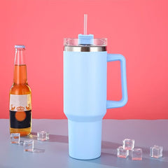 40oz Stainless Steel Tumbler w/ Lid & Handle Heavy Duty Water Bottles