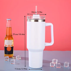 40oz Stainless Steel Tumbler w/ Lid & Handle Heavy Duty Water Bottles