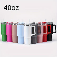 40oz Stainless Steel Tumbler w/ Lid & Handle Heavy Duty Water Bottles