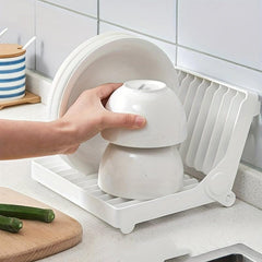 Kitchen Foldable Dish Storage & Draining Rack Large Capacity Tableware Holder