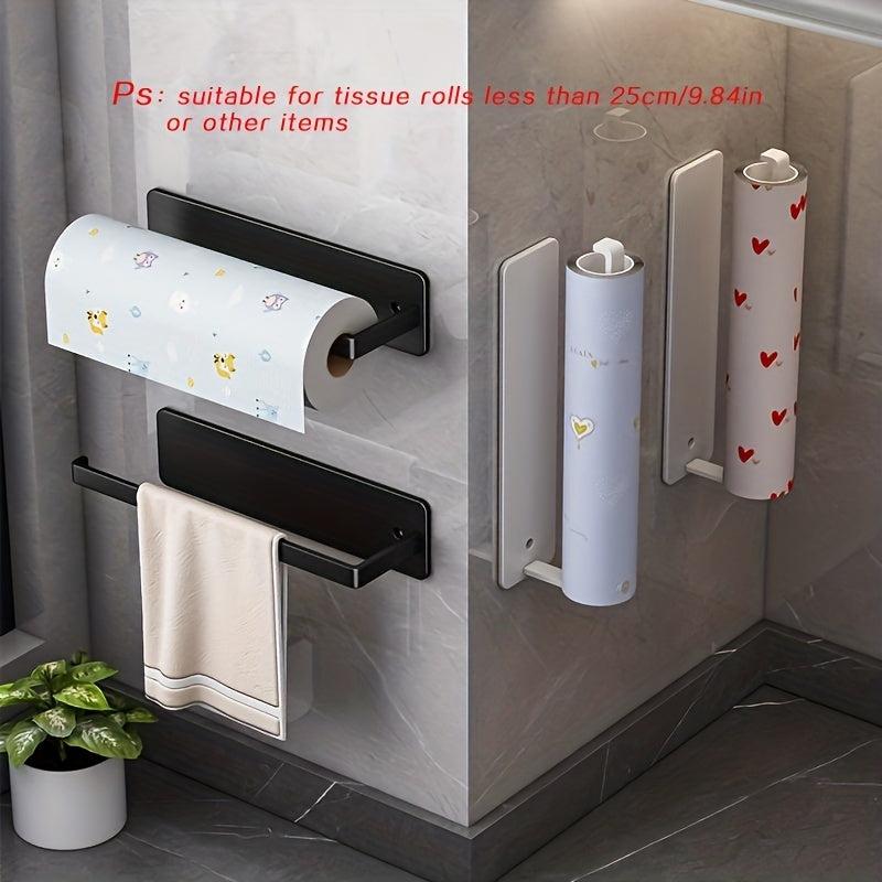 Kitchen Paper Towel Holder No Punch Cabinet Roll Holder Storage Rack
