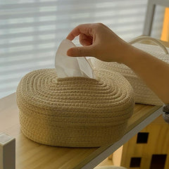 Oval Tissue Box with Lid for Wipes Masks etc. 8.27 x 6.5 x 4.14 inches
