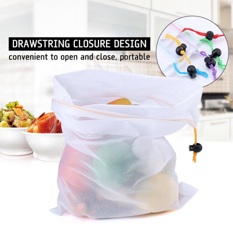 5pcs Reusable Drawstring Food Storage Bag Mesh Bags for Fruits and Vegetables