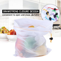 5pcs Reusable Drawstring Food Storage Bag Mesh Bags for Fruits and Vegetables