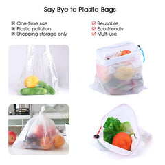5pcs Reusable Drawstring Food Storage Bag Mesh Bags for Fruits and Vegetables