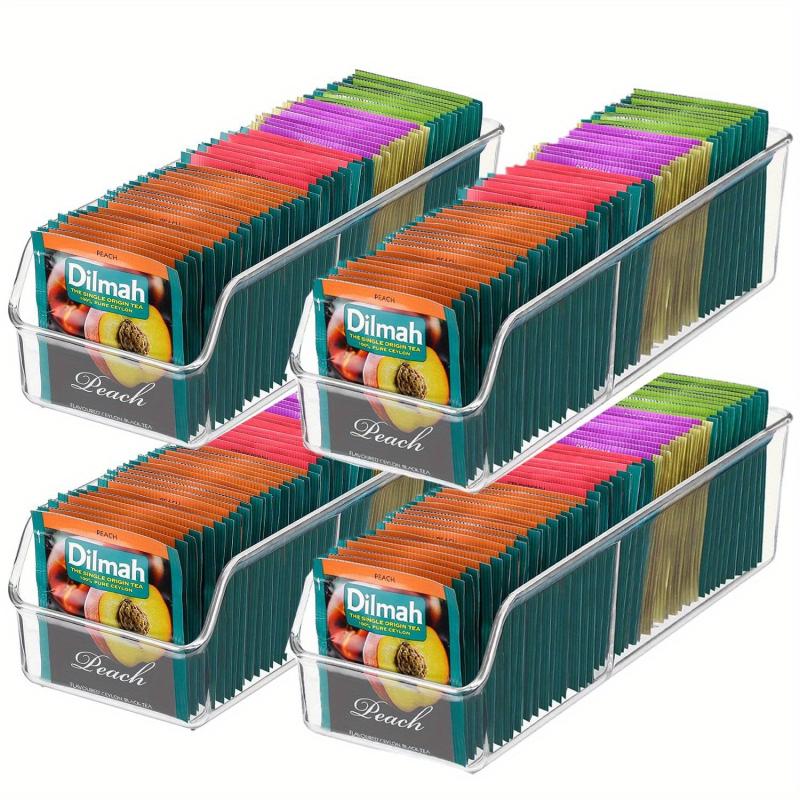 Plastic Condiment Organizer & Tea Bag Holder Storage Caddy Clear Bins