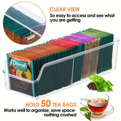 Plastic Condiment Organizer & Tea Bag Holder Storage Caddy Clear Bins