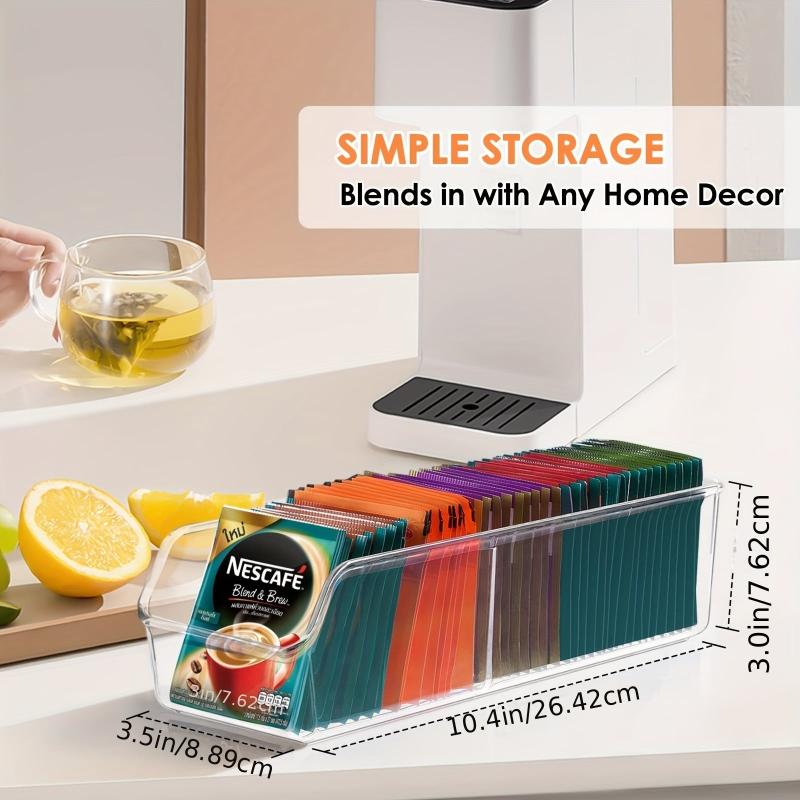 Plastic Condiment Organizer & Tea Bag Holder Storage Caddy Clear Bins