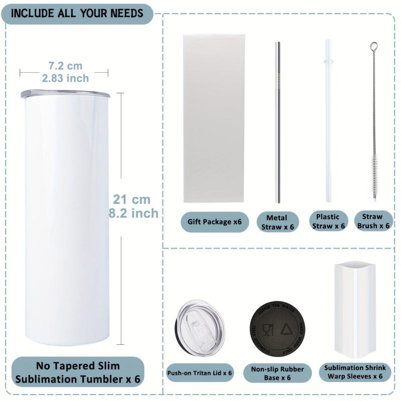20oz Stainless Steel Insulated Sublimation Cups Blank w/ Lid & Straw