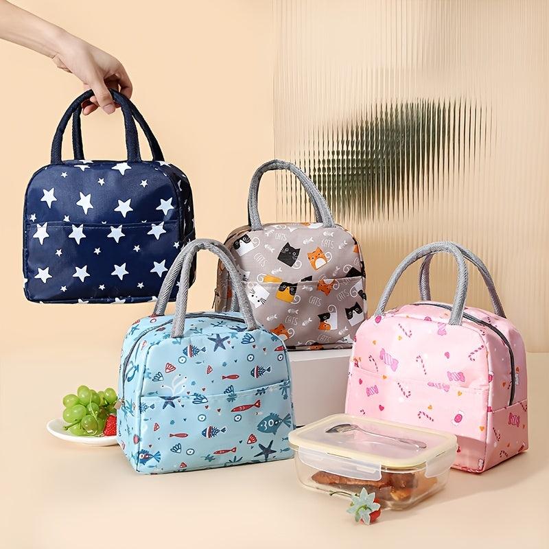 Fish Printed Insulated Lunch Box Bag for Teenagers and Workers