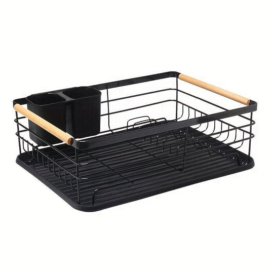 2 Tier Stainless Steel Dishes Drying Rack with Drain Board