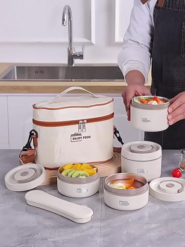 Stainless Steel Insulated Lunch Box Food Fresh keeping Box Layer Sealed Divider
