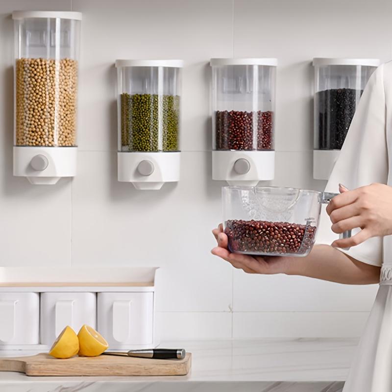 Wall Mounted Transparent Sealed Storage Tank for Rice Cereals Grains