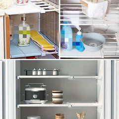 Adjustable Partition Shelf Under Sink Cabinet Wardrobe Expandable Storage Rack