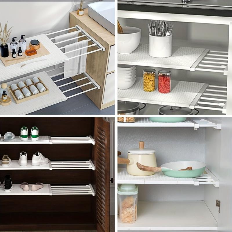 Adjustable Partition Shelf Under Sink Cabinet Wardrobe Expandable Storage Rack