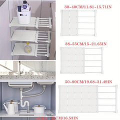 Adjustable Partition Shelf Under Sink Cabinet Wardrobe Expandable Storage Rack