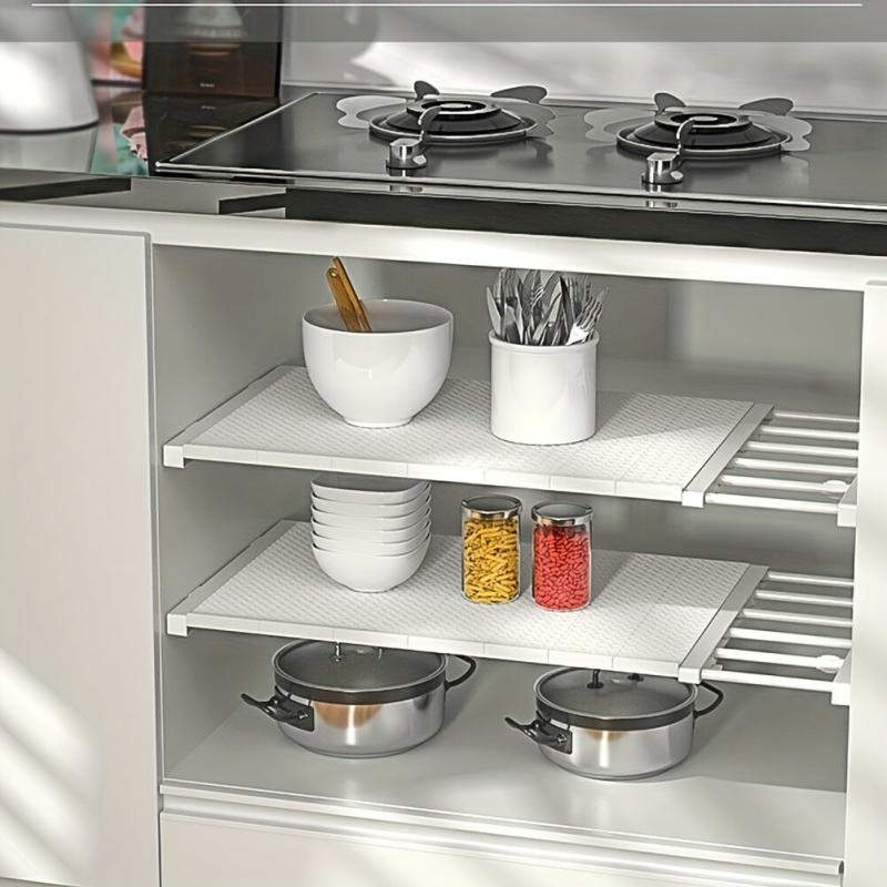Adjustable Partition Shelf Under Sink Cabinet Wardrobe Expandable Storage Rack
