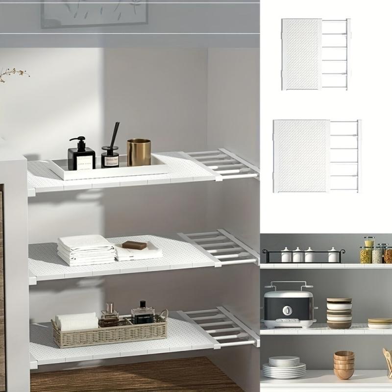 Adjustable Partition Shelf Under Sink Cabinet Wardrobe Expandable Storage Rack