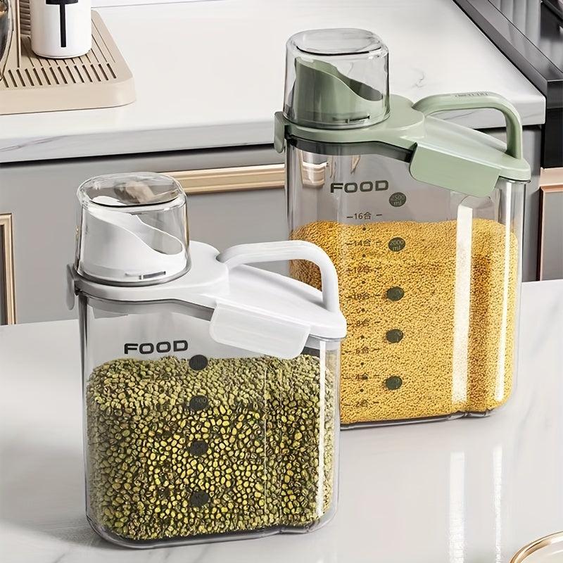 Portable Transparent Rice Bucket Storage Container with Pour Spout