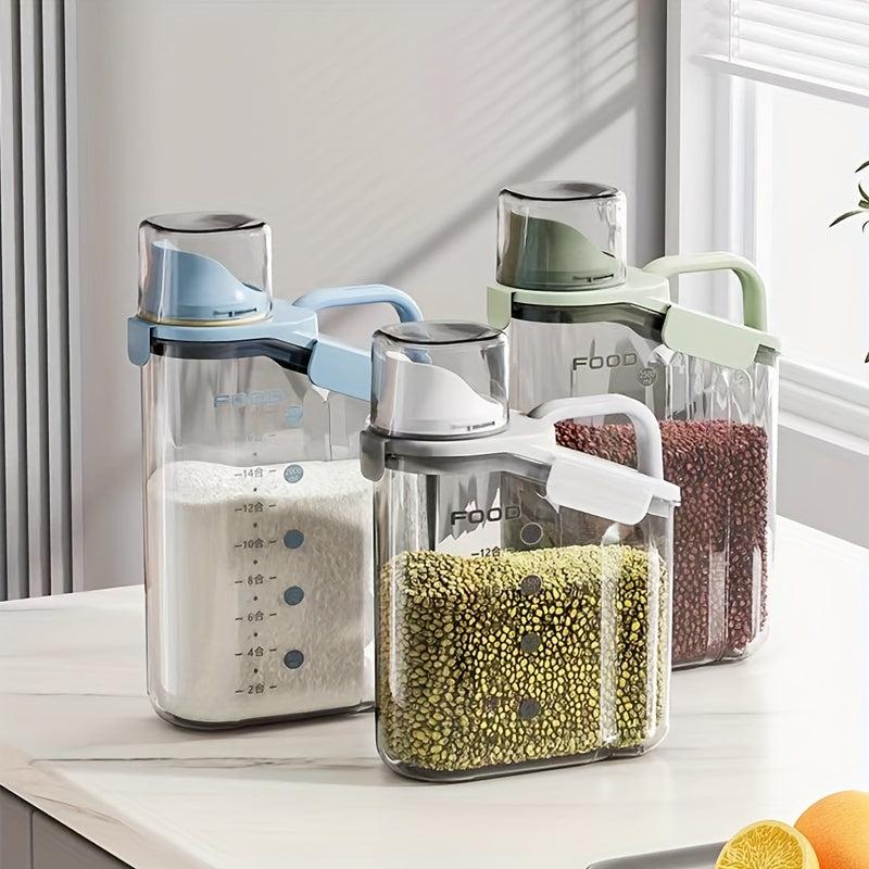 Portable Transparent Rice Bucket Storage Container with Pour Spout