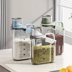 Portable Transparent Rice Bucket Storage Container with Pour Spout