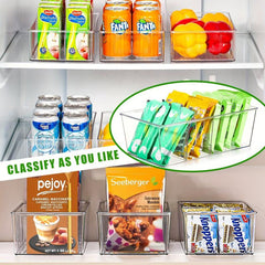 4-Pack Clear Plastic Pantry Storage Bins with Dividers