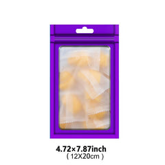 100pcs Matte Purple Resealable Mylar Bags with Window Ziplock for Various Items