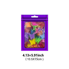 100pcs Matte Purple Resealable Mylar Bags with Window Ziplock for Various Items