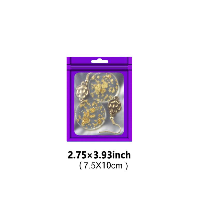 100pcs Matte Purple Resealable Mylar Bags with Window Ziplock for Various Items