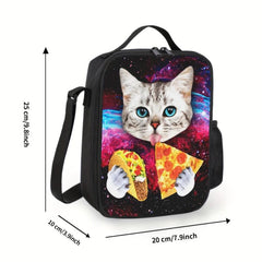 Galaxy Cat Pizza Taco Lunch Box Bag Insulated Reusable for Teens
