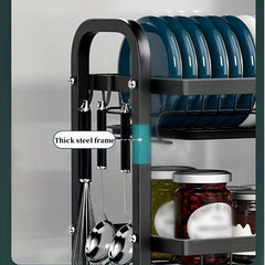 2 Layer Dish Rack & Drain Board Set Large Capacity Organizer