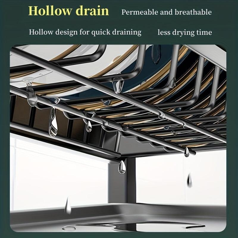 2 Layer Dish Rack & Drain Board Set Large Capacity Organizer
