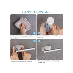 6pcs Punching Towel Rod with 4 Hooks Tissue Holder, Household Storage Supplies