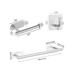 6pcs Punching Towel Rod with 4 Hooks Tissue Holder, Household Storage Supplies
