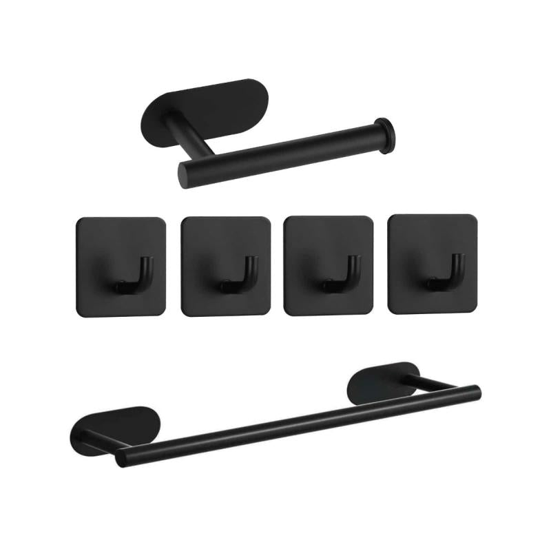 6pcs Punching Towel Rod with 4 Hooks Tissue Holder, Household Storage Supplies
