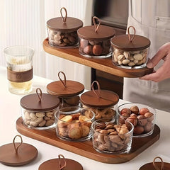 Nut Jar Dried Fruit Plate Snack Plate With Wooden Tray