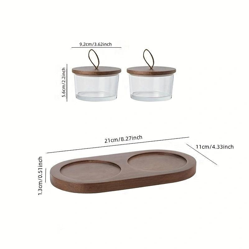 Nut Jar Dried Fruit Plate Snack Plate With Wooden Tray