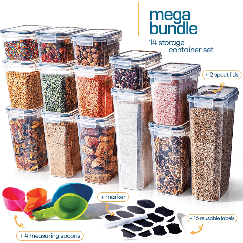 14pcs Plastic Food Containers Candy Jars With Lids